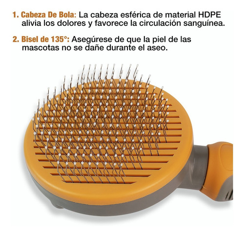 Cepillo Peine Deslanador Perro Gato Para Quita Pelo 2 En 1 Color Naranja