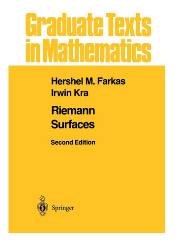 Libro: Riemann Surfaces (textos De Posgrado En Matemáticas,