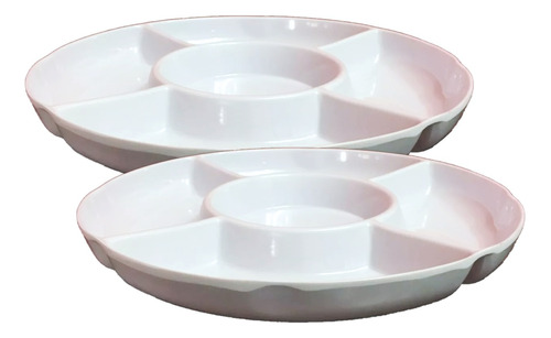 Set X2 Copetinero Melamina Blanca 5 Div Bandeja Picada Plato