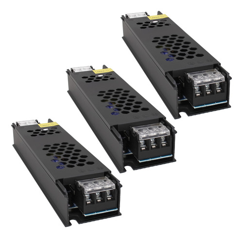 Kit 3 Fonte Chaveada 5a 60w 12v P/ Fita Led Som Capa Preta