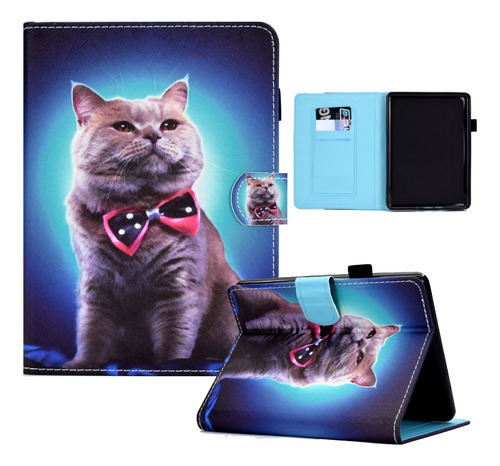 Funda De Costura Bow Tie Cat Para Amazon Kindle Paperwhite 4