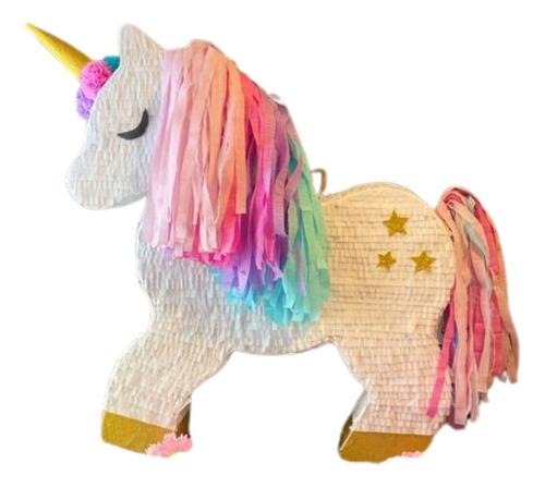 Piñata Unicornio Arcoiris Pastel Flores Deco Cumpleaños 