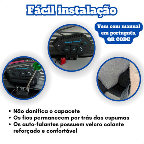 Fone De Ouvido Transmissor Bluetooth 5.0 Para Capacete Moto