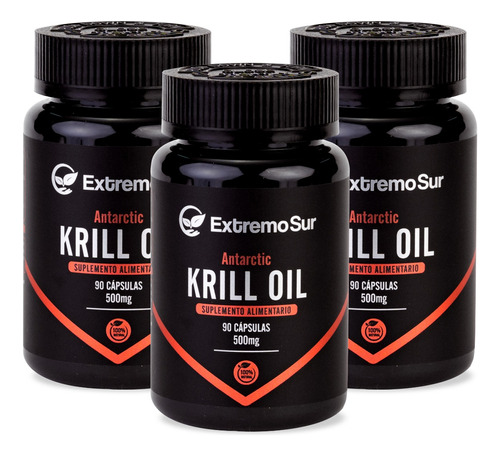 Pack 3 Krill Oil Aceite De Krill Omega 3 270 Cap 100%natural