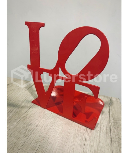 Imagen 3 de 6 de Soporte Tope Libros Love Organizador Rojo Microtexturado