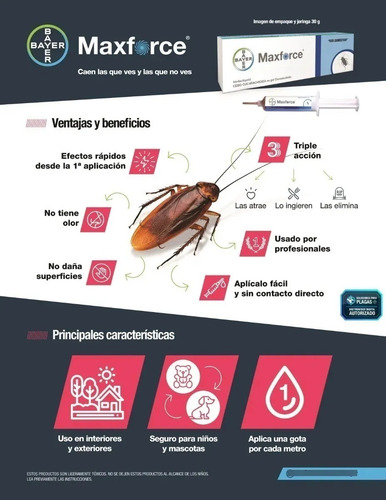Maxforce Bayer 30 Gr Mata Cucarachas Max Force Envío Gratis