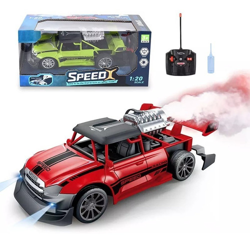 Carro Carreras A Control Remoto Lanza Vapor Con Luz Speed