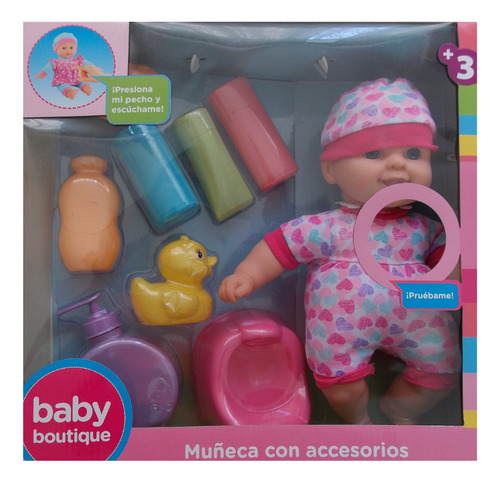 Hermosa Muñeca Baby Boutique, Con Accesorios Y Patito