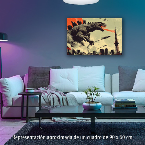 Cuadro Godzilla Art Vs Medidas Impreso En Lienzo Canvas Godzilla Art 90x60