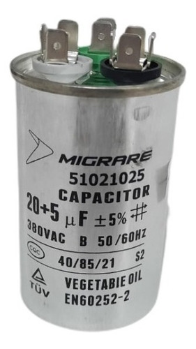 Capacitor Duplo 20+5 Uf  380v