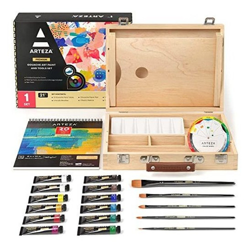 Pintura Dibujo Arte Arteza Gouache Paint Kit, 21 Piezas, 12 