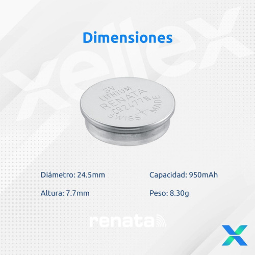 Imagen 2 de 8 de 4 X Pilas Boton Cr2477 2477n Renata Original Suiza Blister