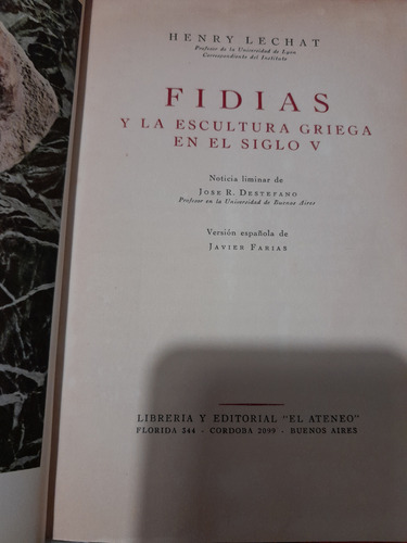 Henry Lechat.fidias Y La Escultura Griega En El Siglov. (Usado)