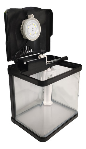 Aquário Sunsun Hr-180 6 Litros C/ Luz Led Bomba Filtro Vidro Cor Preto 110v