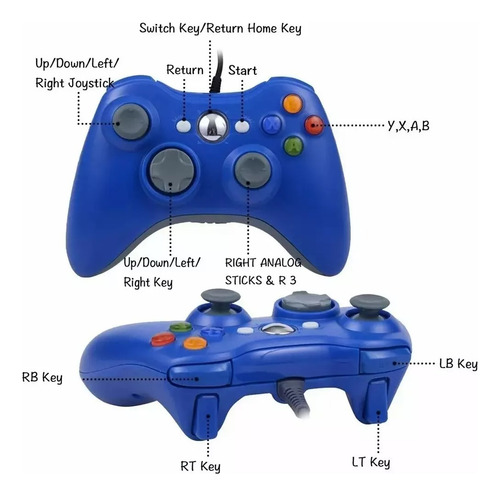 Control Generico Para Xbox 360 Game Pad Alambrico Colores