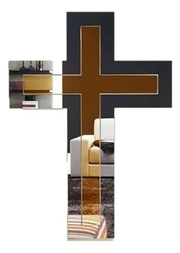 Espelho Decorativo Crucifixo Grande Parede Sala 56x40cm Moldura Sem Moldura