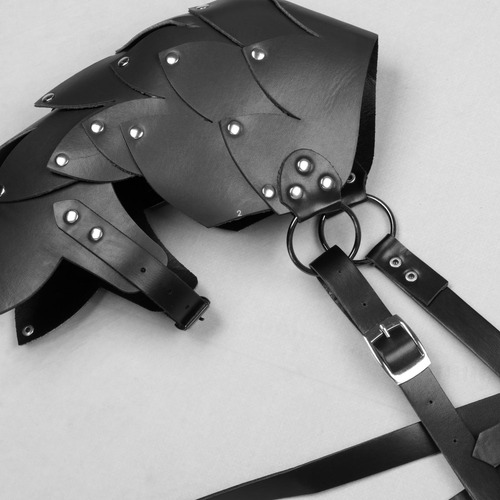 Medieval Shoulder Pauldron Pu Leather Adjustable Black