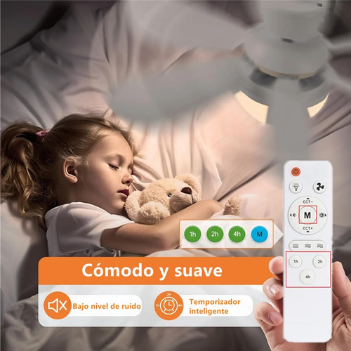 M Lampara Ventilador De Techo Led E27 40w52cm Y Control