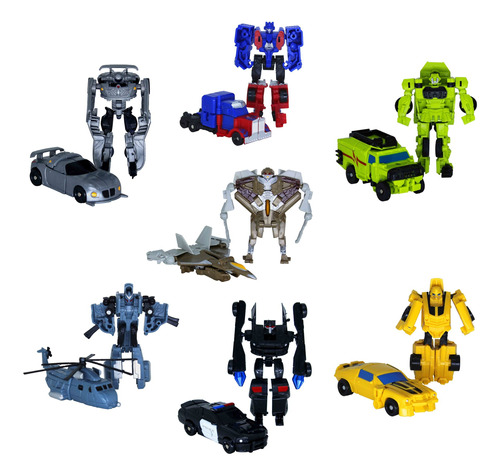 Transformers Kit 7 Bonecos Carrinho Optimus Bumblebee Outros