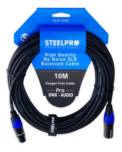 Cable Xlr 10m Balanceado Profesional Macho - Hembra Steelpro