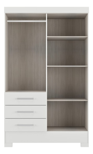 Guarda-roupas Solteiro 4 Portas 3 Gavetas Branco Visconde