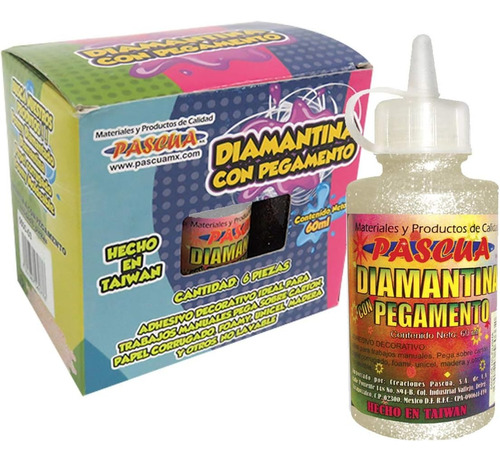 Pegamento Con Diamantina 60ml 6pzas