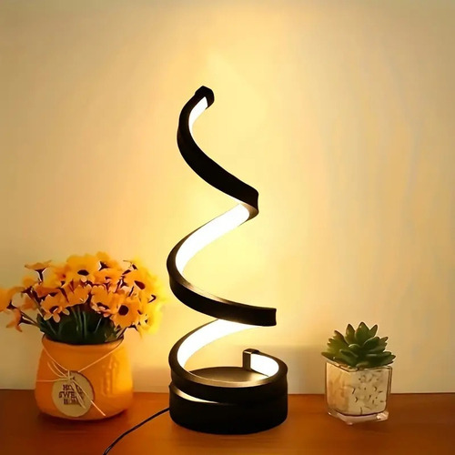 Lámpara De Mesa En Espiral Luz De Noche Ambiental