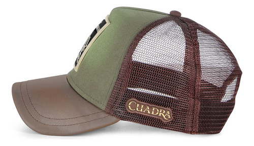Gorra Cuadra Café/verde Único Piel/textil