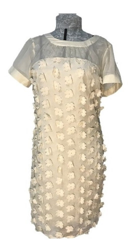 Vestido Corto Con Apliques De Flores, Marca Beige, Talla Xs