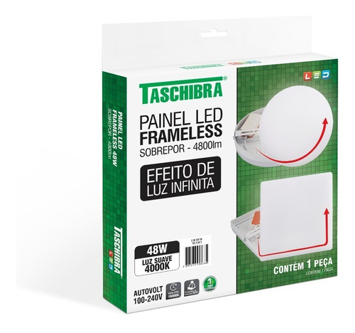 Painel Plafon Led 48w Frameless Redondo Sobrepor Taschibra Cor Branco/Neutro 110V/220V