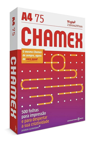 Papel Sulfite A4 Office 210x297mm 75g Pct 500 Folhas Chamex