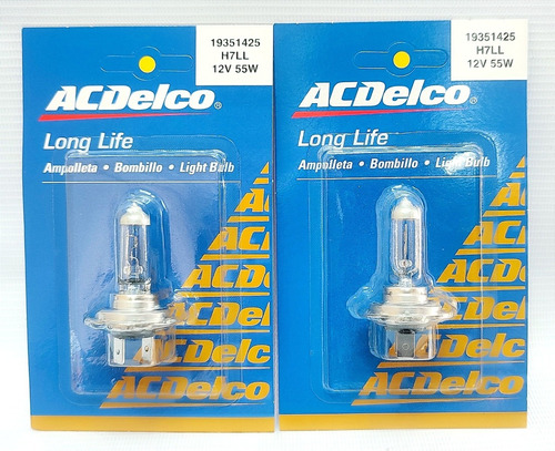 Pack 2 Ampolleta H7 Long Life Acdelco 12v 55w
