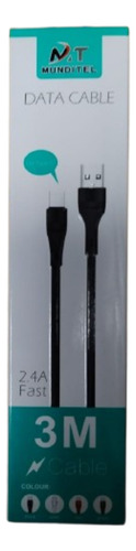 Cable Usb Tipo C 3 Metros Carga Rapida Trenzado Tecno
