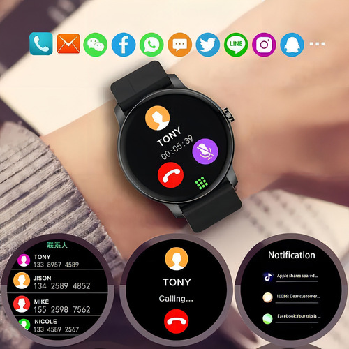 El reloj inteligente Z2 hace y recibe llamadas, fotos en la pantalla, color de la carcasa: negro