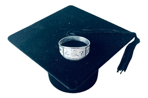 1 Anillo Criminología Graduación Plata  Estuche Birrete