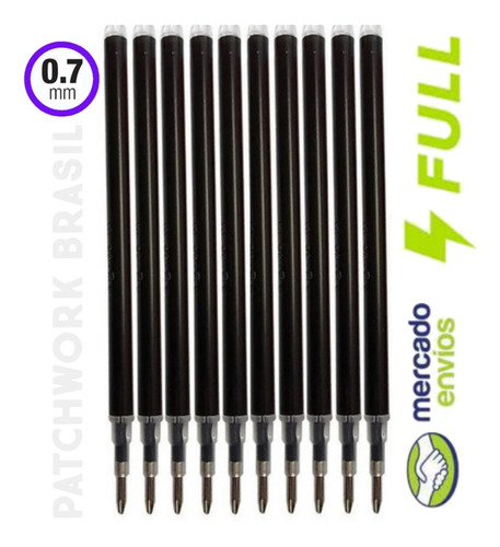 Imagem 2 de 2 de 10 Refil 0.7 Apagavel De Caneta Frixion Tecido Papel Preto