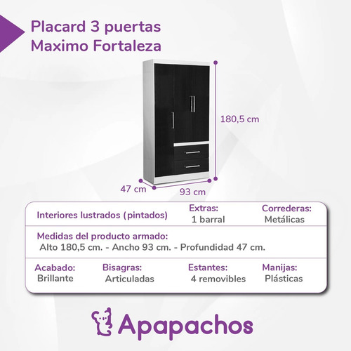 Juego De Dormitorio Combo Comoda Ropero Reforzados Máximo Chocolate