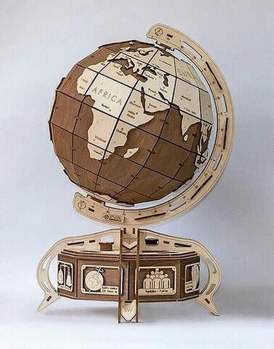 Vector 3d Globo Terráqueo Multicapa Cnc Corte Láser Dxf Cdr