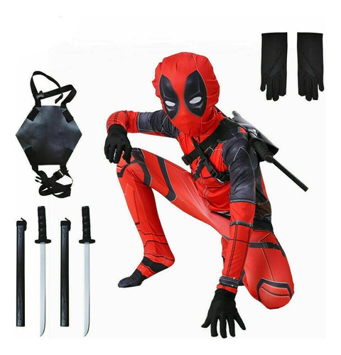 Deadpool Superhéroe Mono Cosplay Disfraz + Mochila + Espadas