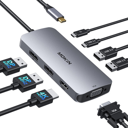 Estación De Acoplamiento Usb C Dual Displayport, Concentrado