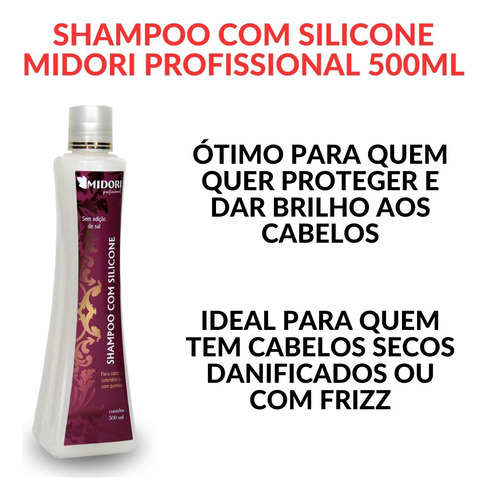Shampoo Com Silicone 500ml Para Cabelos Com Quimicas Midori