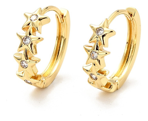 Aros Bañados En Oro 18k, Estrella, Ohmysto (oms31)