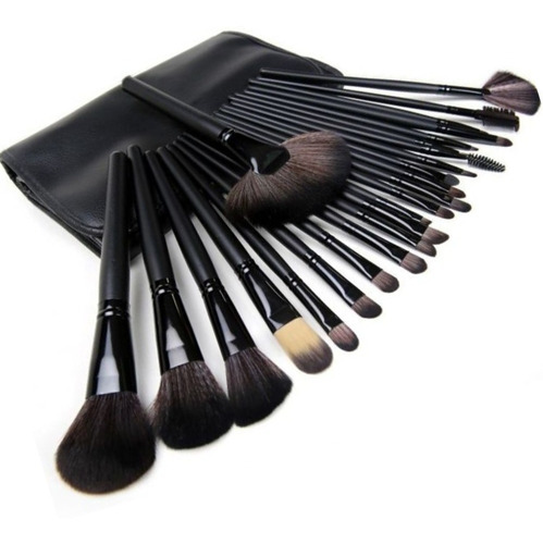 Brochas De Maquillaje Kit 24 Pcs Para Maquillaje Profesional Color Negro