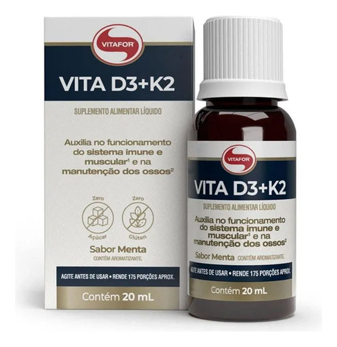 Vita D3 + K2 - 20ml Menta - Vitafor