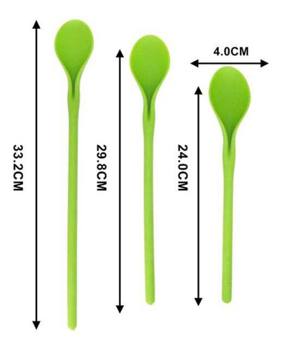Set 3 Cucharas De Ensalada Verde