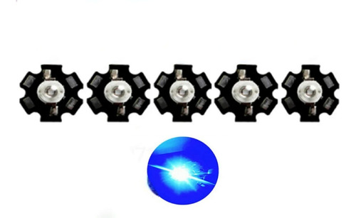 Led 3w Royal Blue Con Base Aluminio 3v-3.6v 5 Pzas.