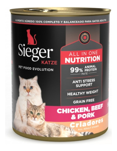 Sieger Alimento Húmedo Lata Criadores Pollo Gato Adulto 340g