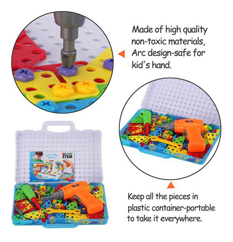 P Kid Puzzle Bloques Taladro Eléctrico Tornillo Diy Juguete