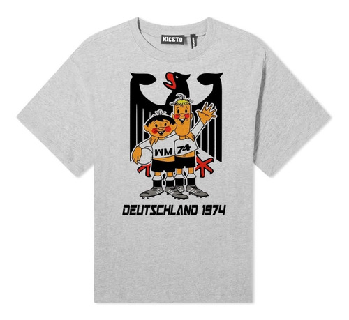 Remera Alemania Mundial De Futbol 1974 Super Retro En Gris 