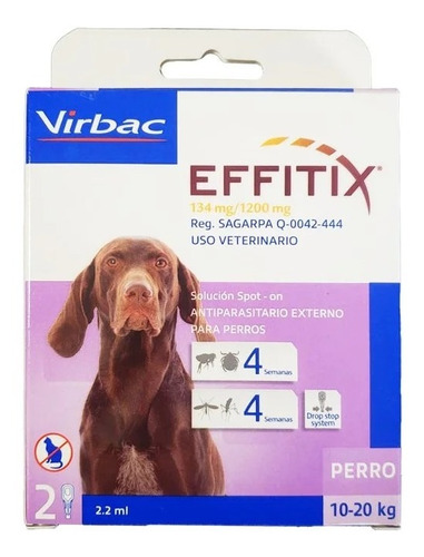 Pipeta Antipulgas Effitix Externo Virbac 10 A 20 Kg X 2 Unid